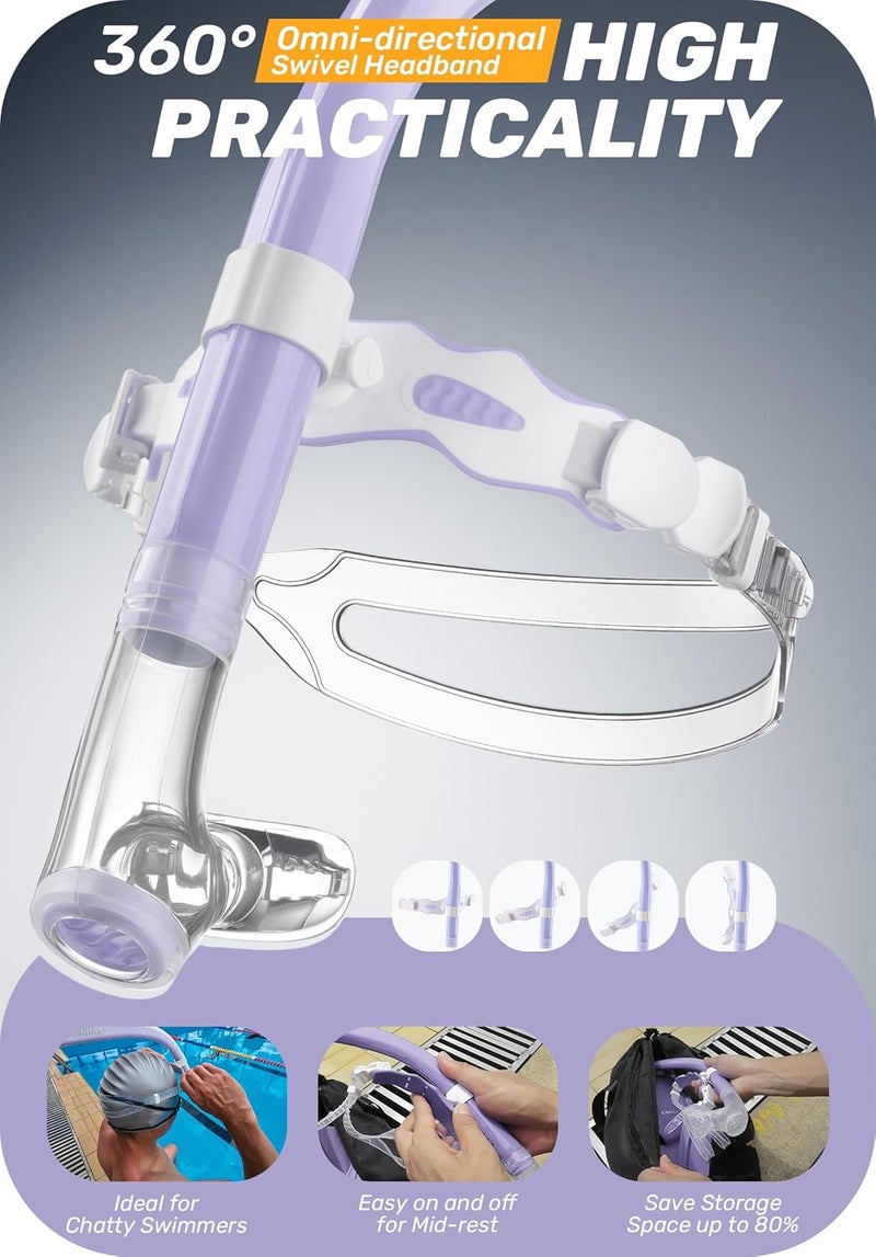 Capas Training Swim Snorkel for Lap Swimming, Swivel Headband Ultimate Fit Center-Mount Swimmers Snorkel with Liquid Silicone Mouthpiece Adjustable Strap, Designed for Adult Men Women - Image 5